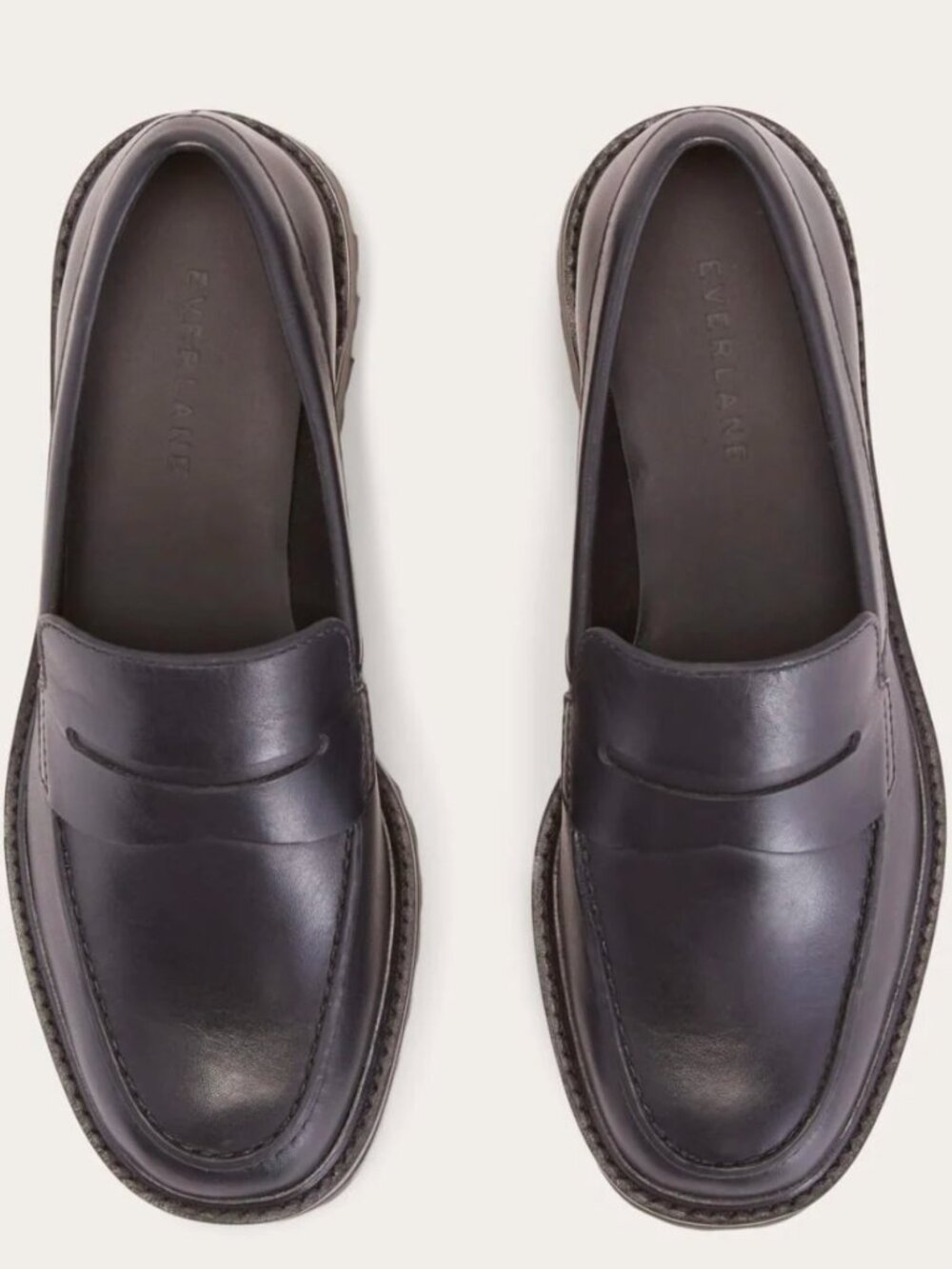Everlane Lug Penny Loafer Classic Black Leather Chunky Sole Women's Size 7 NEW